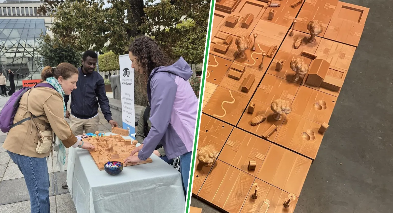 FDM 3D-printed tactile relief map for blind and visually-impaired people, explored by touch at a Made in BXL event in Brussels