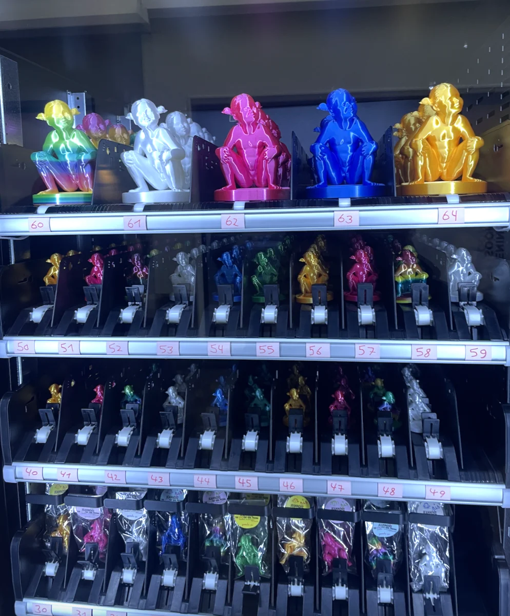 3D printed figurines in vending machine - colorful collectibles